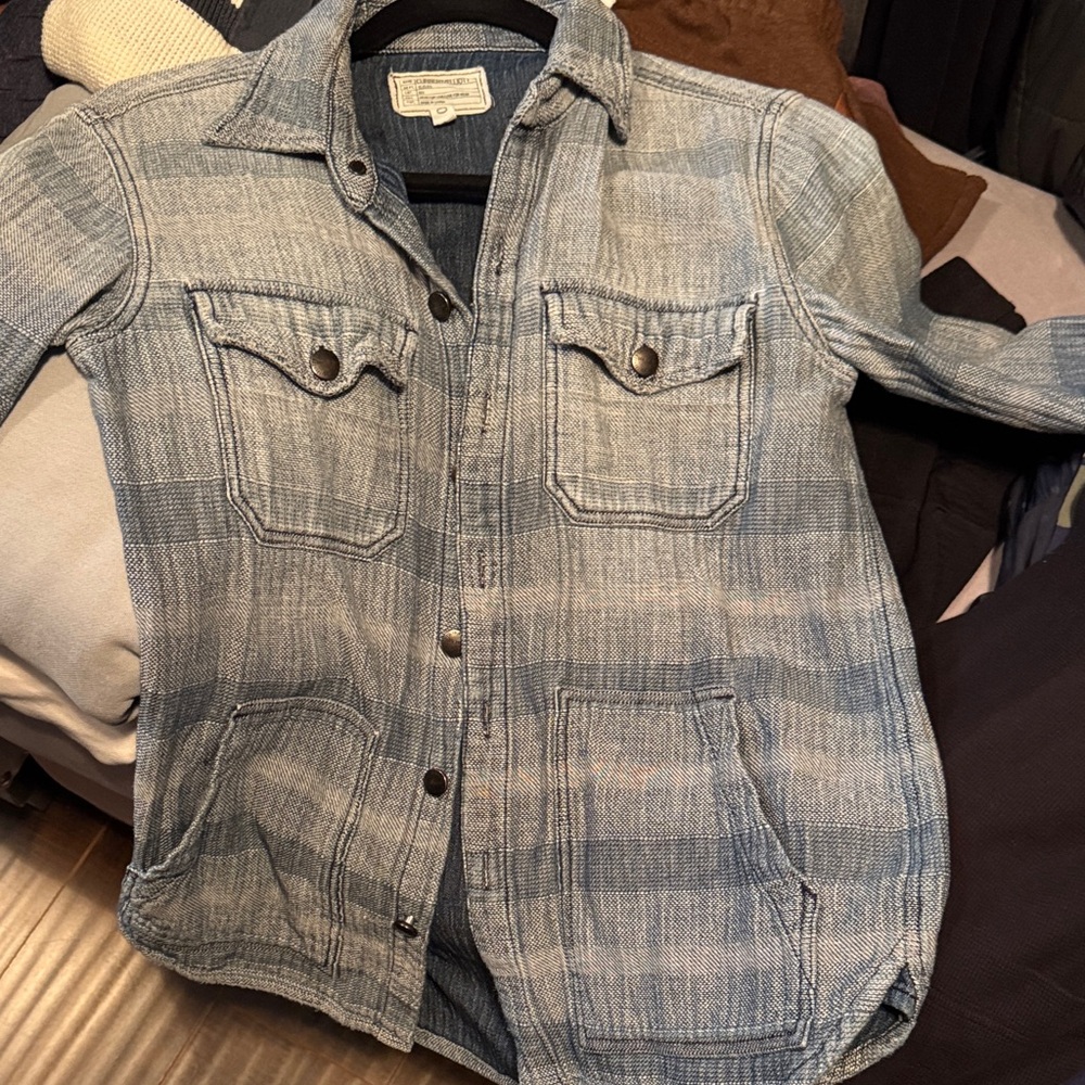 Blue Plaid Button-Up Jacket